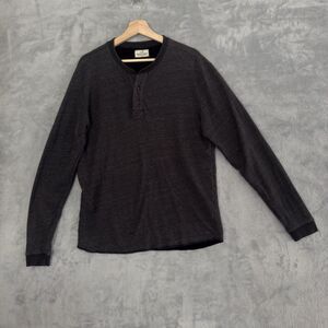 Marine Layer Double Knit Henley Shirt Mens Large Gray Long Sleeve